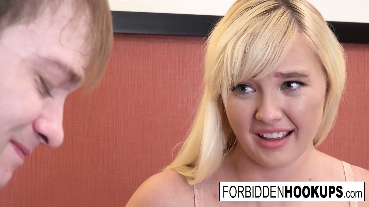 Busty blonde gets fucked by her step-brother’s huge cock