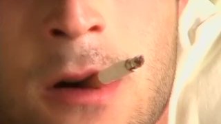 Cigar loving cowboy beating his meat until cumming hard