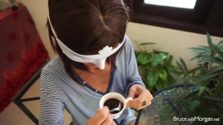 Stunning Teen does Blowjob, Cum in Coffee, Watersports