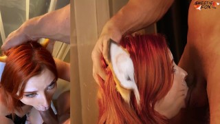 Сексуальная Лисичка Играет с Дилдо и Заглатывает Огромный Член – Кончил на Лицо